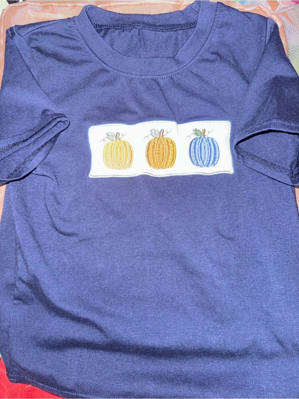 Kids Navy Pumpkin Patch Tee